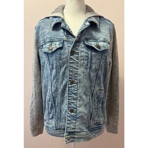 ABERCROMBIE KIDS Denim Jean Jacket Jersey Sleeves Hoodie Sweatshirt Size 13/14